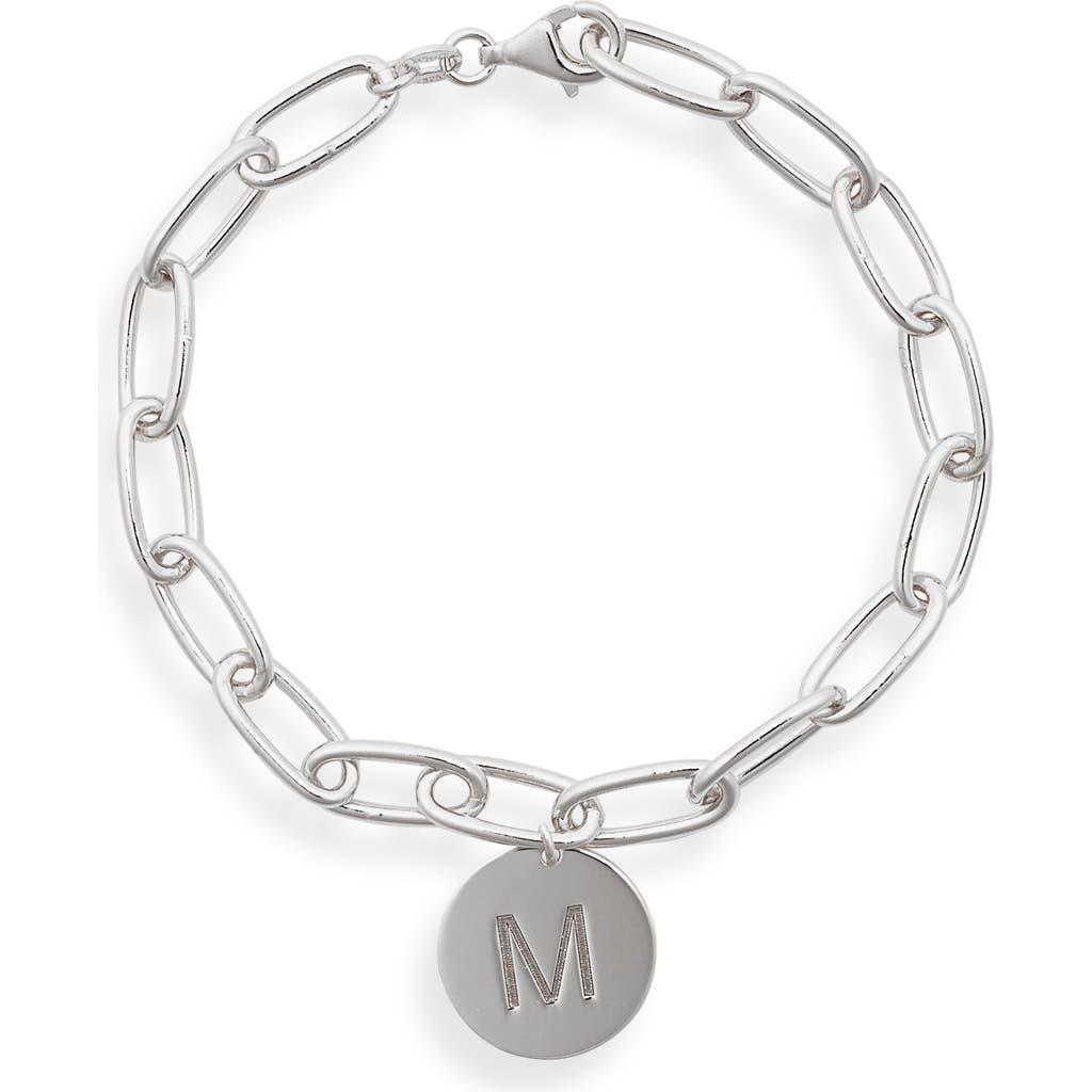 Meshmerise Initial Disc Charm Bracelet In White-m
