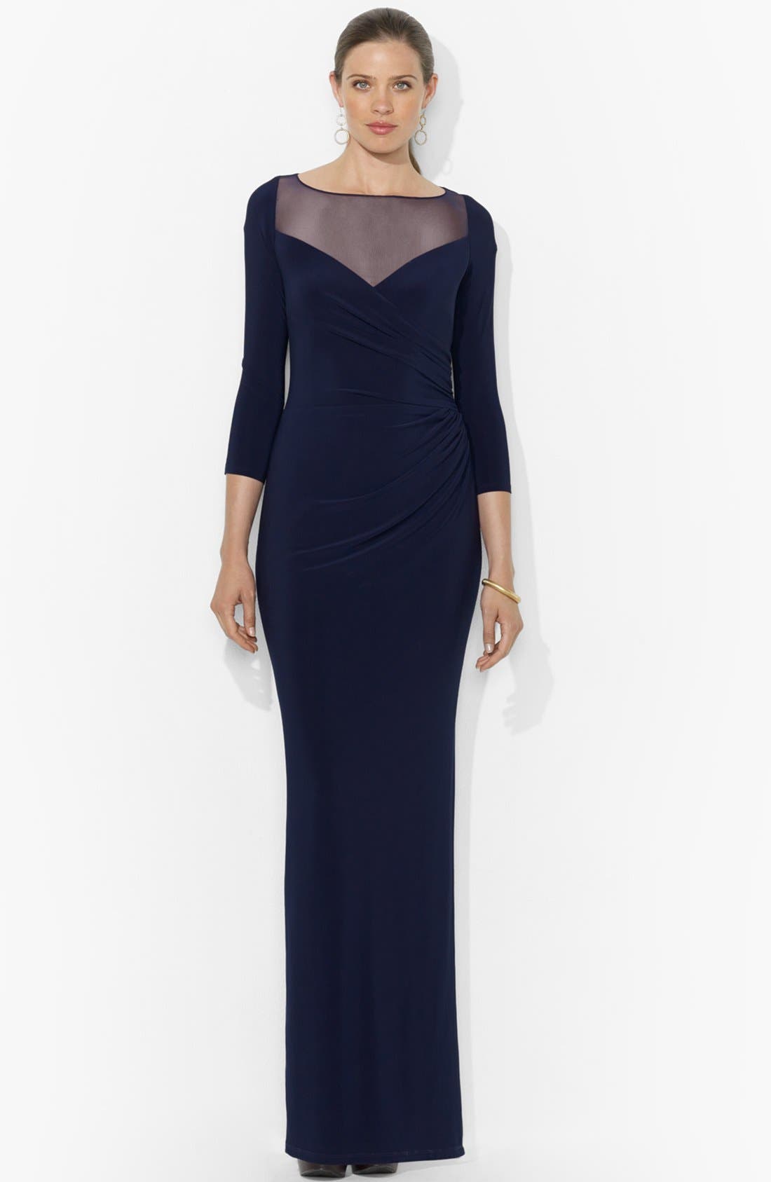 Lauren Ralph Lauren Long Sleeve Column Gown Nordstrom