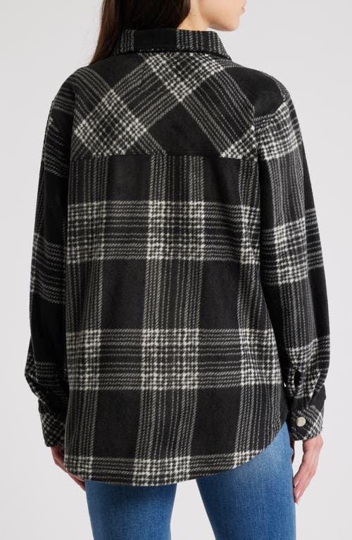 Shop Thread & Supply Plaid Polar Fleece Shacket In Black/ivory