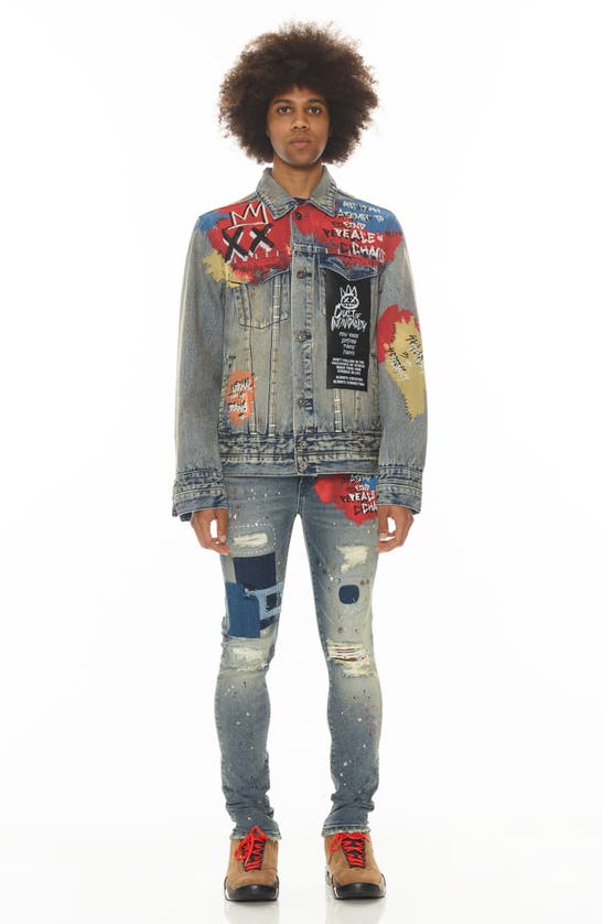 Cult Of Individuality Punk Ripped Stretch Super Skinny Jeans In Basq