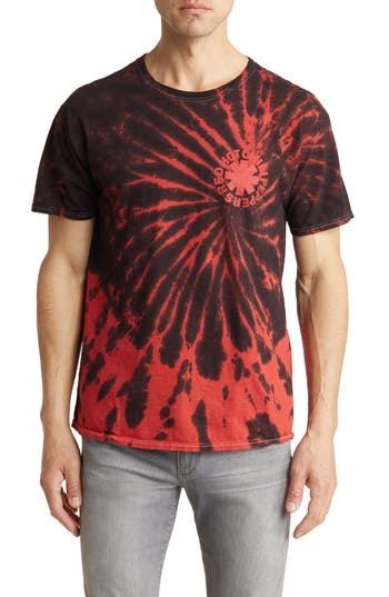 Merch Traffic Rhcp Asterisk Tie Dye Cotton T-shirt In Black/red