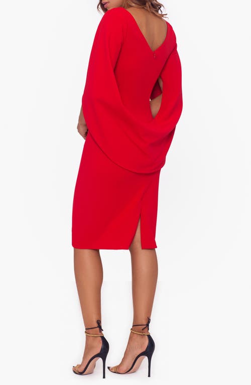 BETSY & ADAM BETSY & ADAM CAPE SLEEVE CREPE SHEATH COCKTAIL DRESS