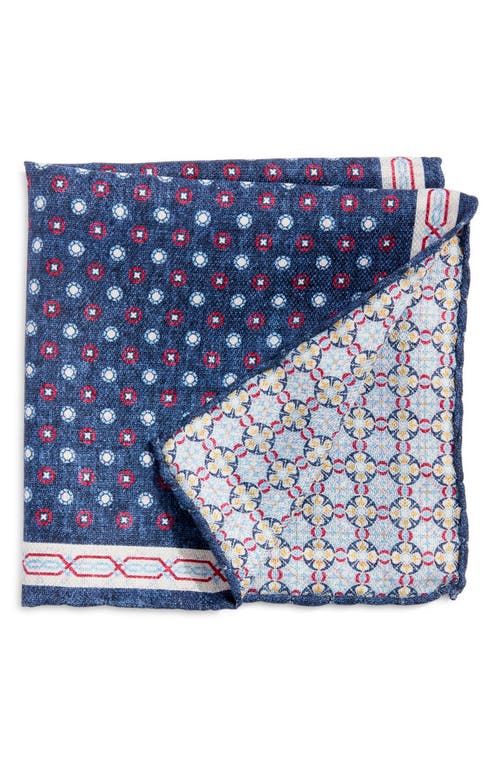Neat Silk Pocket Square in Navy