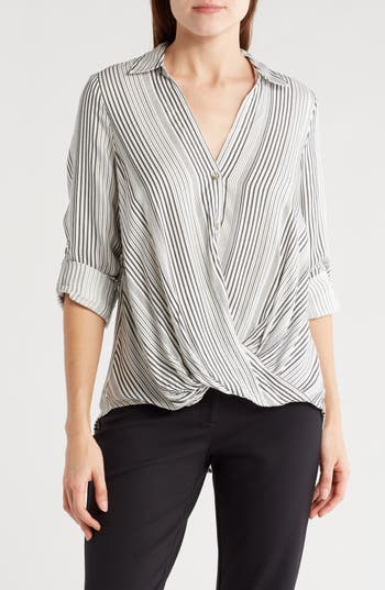 Chenault Stripe Top In Gray