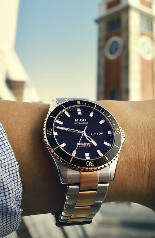 Mido Ocean Star Diver Bracelet Watch, 42mm In Silver/black/silver
