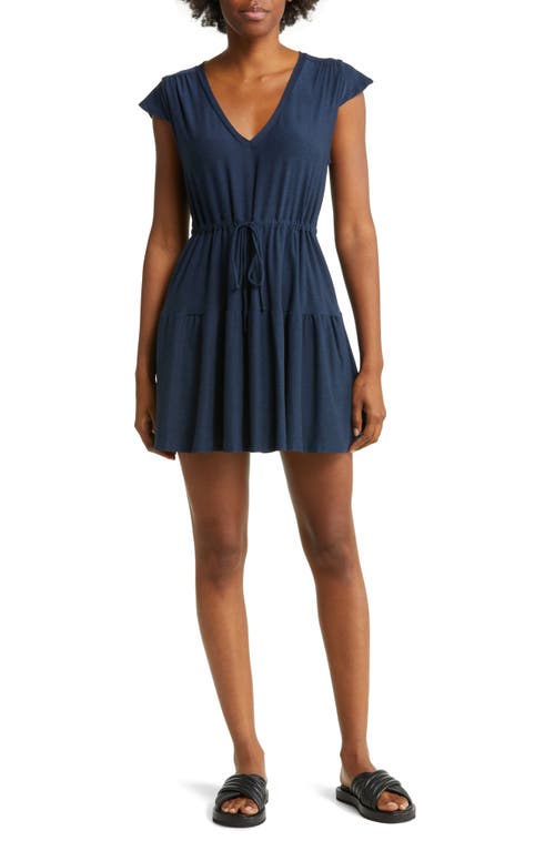 Beyond Yoga Featherweight Out and About Ruffle Minidress in Nocturnal Navy