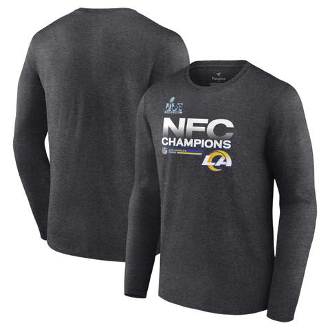 Men's Fanatics Branded Heathered Charcoal Los Angeles Rams 2021 NFC Champions Locker Room Trophy Collection Long Sleeve T-Shirt