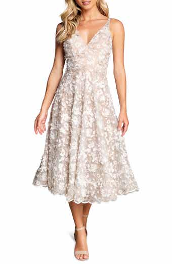 Eliza J Sequin Cutout Lace Midi Dress
