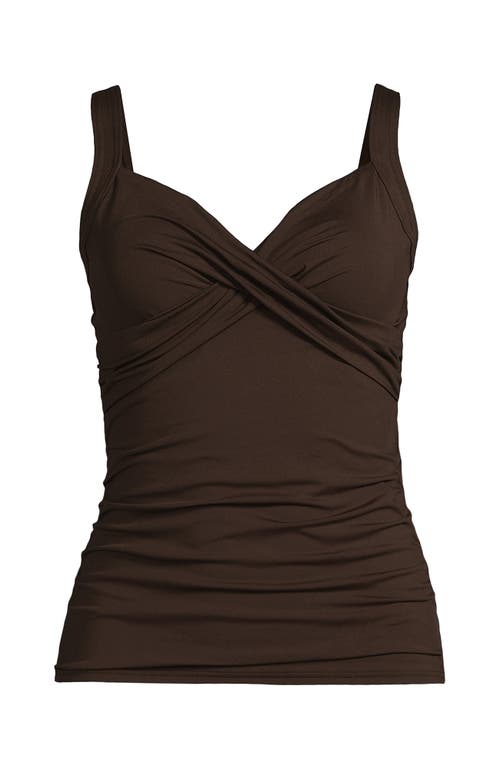 Shop Lands' End Wrap Underwire Tankini Top Swimsuit In Rich Coffee