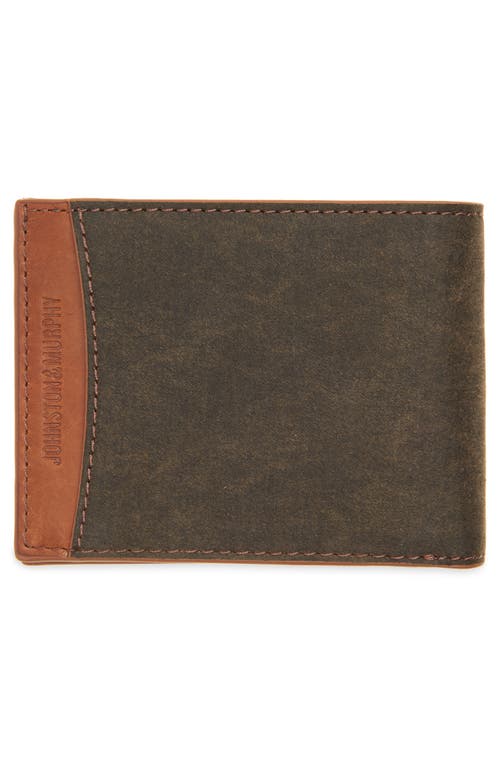 Shop Johnston & Murphy Antique Cotton & Leather Bifold Wallet In Brown/tan