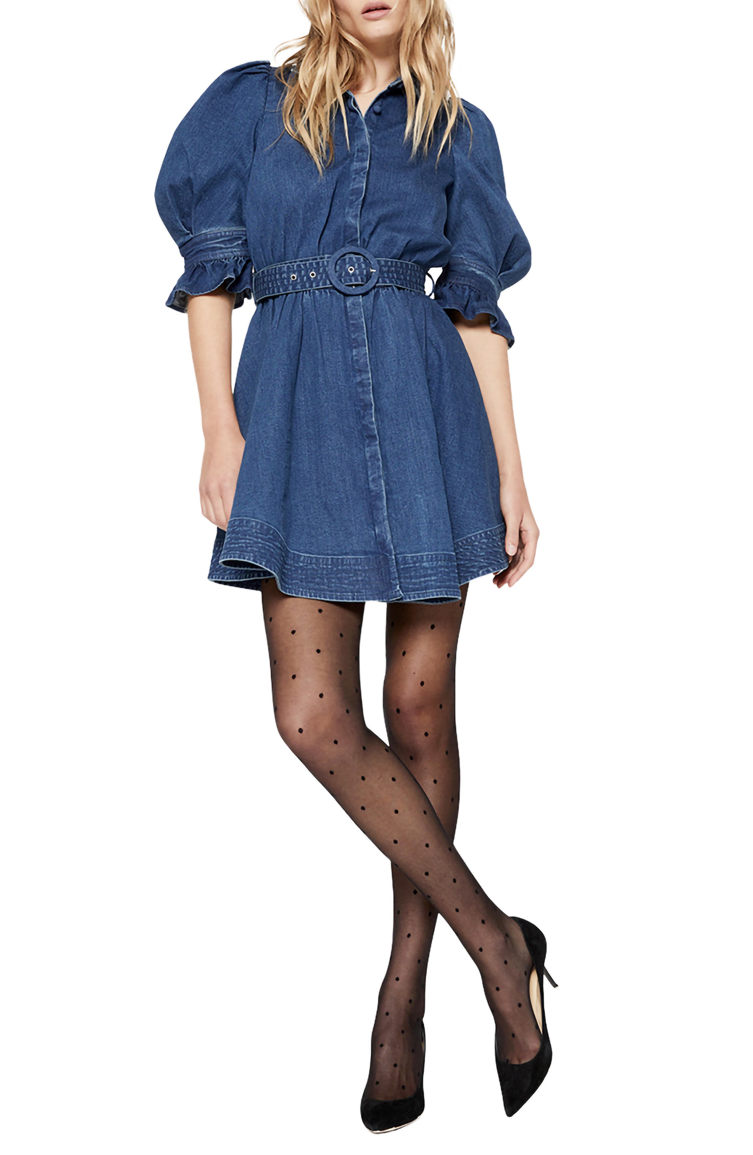 bardot style denim dress