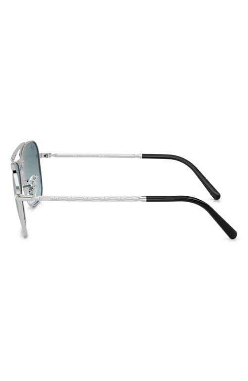 Ray Ban New Caravan Sunglasses Silver Frame Blue Lenses 55-15 In Blue Gradient