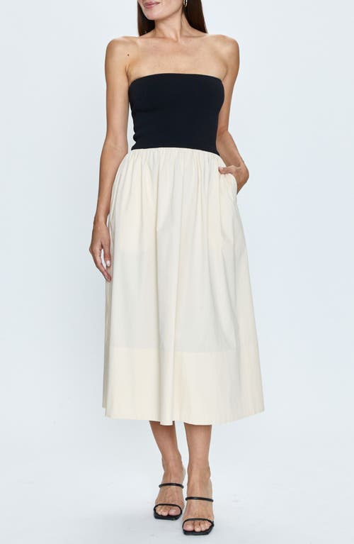 Pistola Mavo Strapless Midi Dress In Pepper And Salt