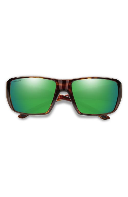 Smith Guides Choice Xl 63mm Chromapop™ Polarized Oversize Square Sunglasses In Tortoise/glass Green Mirror