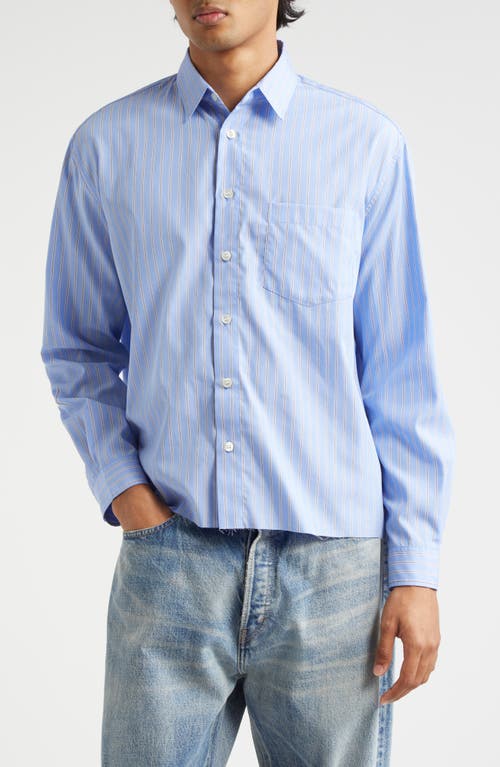 Shop John Elliott Stripe Cotton Poplin Button-up Shirt In Blue X Black