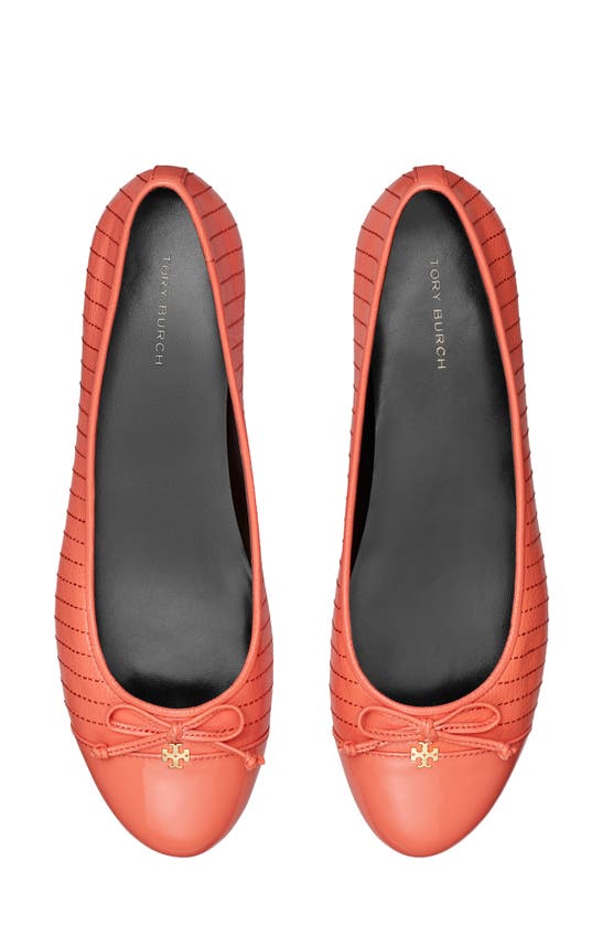 Shop Tory Burch Quilted Cap Toe Ballet Flat In Coral Crush