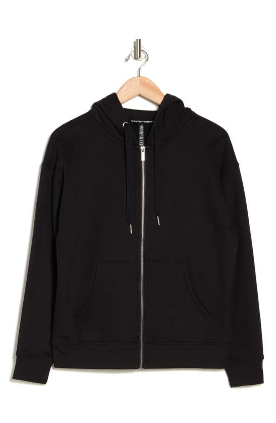 Shop Calvin Klein Cotton Blend Zip Hoodie In Black