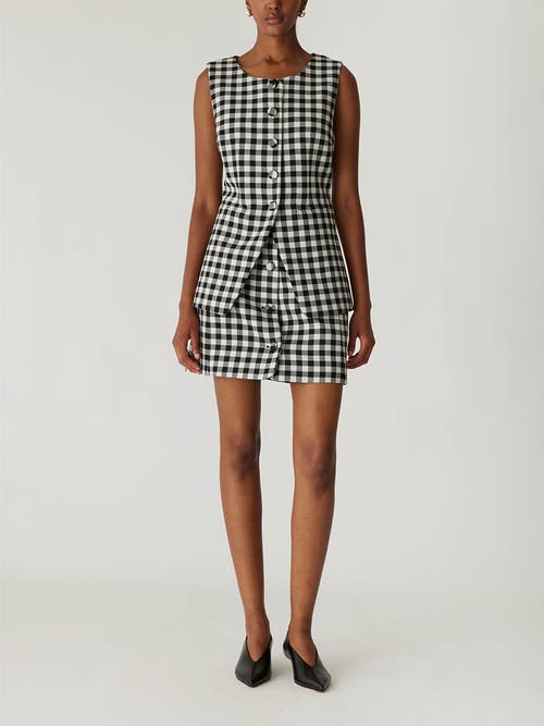 REBECCA TAYLOR REBECCA TAYLOR PHILIPPA CHECK BUTTON FRONT VEST 
