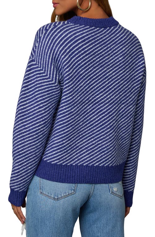 Vici Collection Mallory Stripe Crewneck Sweater In Violet