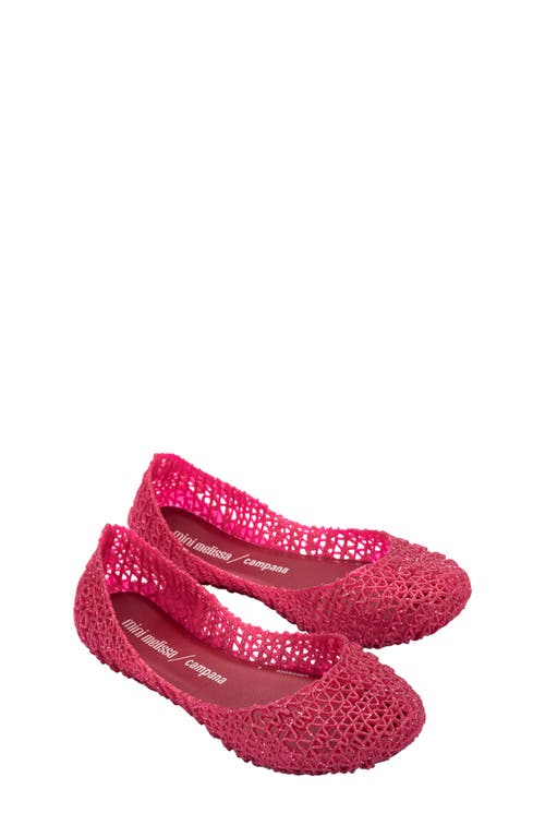 Shop Mini Melissa Campana Zigzag Flat In Red Glitter/silver