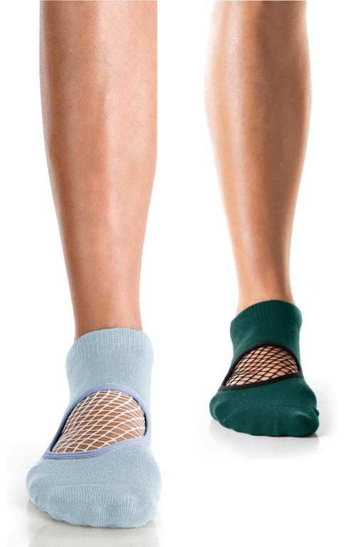 Shop Arebesk Phish Net Assorted 2-pack Closed Toe Ankle Socks In Light Blue/forest