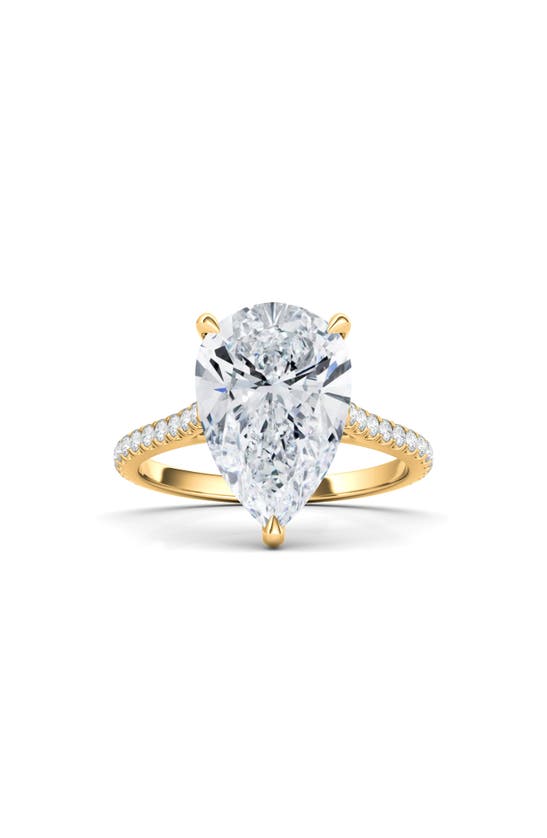 Shop Hautecarat Pear Cut & Pavé Lab Created Diamond 18k Gold Ring In 18k Yellow Gold