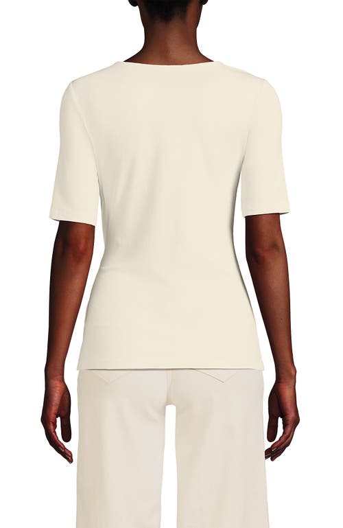 Shop Lands' End Lightweight Jersey Tie Front Top In Fresh Ivory