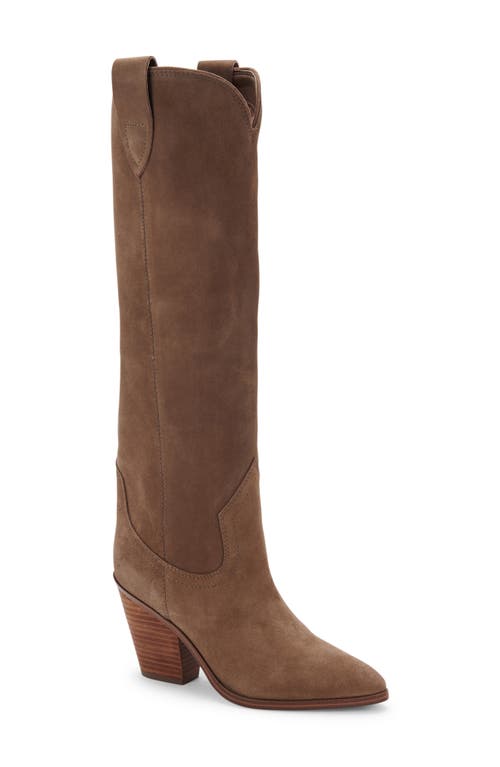 Wylde Waterproof Pointed Toe Boot in Taupe Suede
