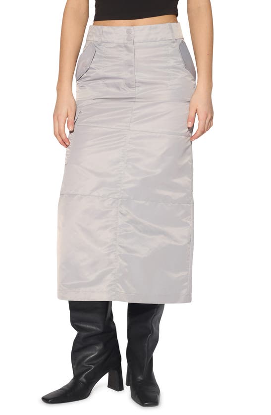 Something New Eco Recycled Nylon Maxi Skirt In Harbor Mist