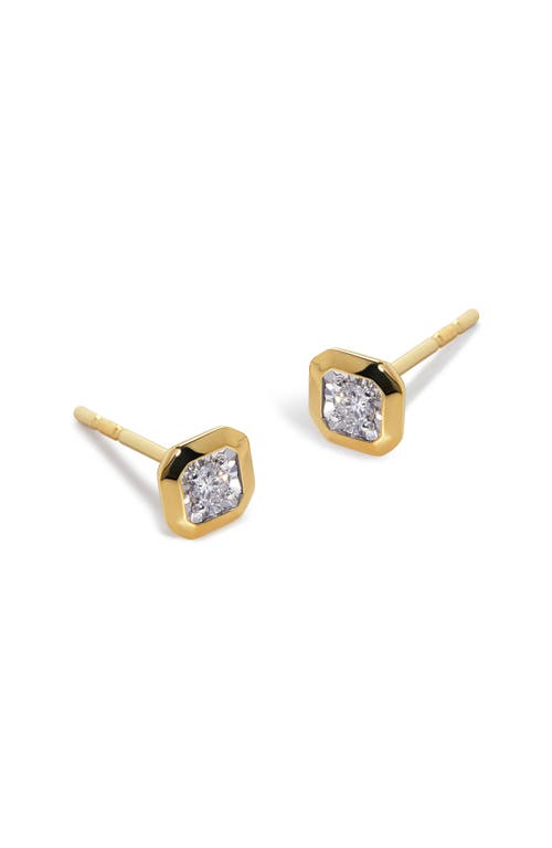 Monica Vinader Womens Asscher-cut 0.12ct Lab-grown Diamond And 18ct Yellow-gold Vermeil Stud Earrings In Gold
