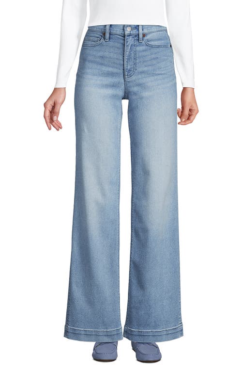 Shop Lands' End Recover High Rise Wide Leg Blue Jeans In Arctic Indigo