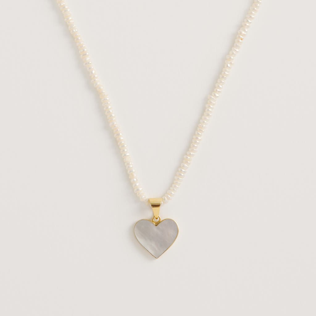 FREYA ROSE FREYA ROSE SEED PEARL NECKLACE WITH MOTHER OF PEARL HEART PENDANT