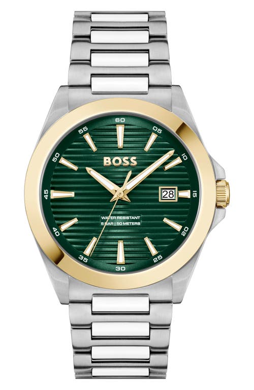 Hugo Boss Men's Strike Quartz Basic Calendar Stainless Steel Watch 41mm In Green