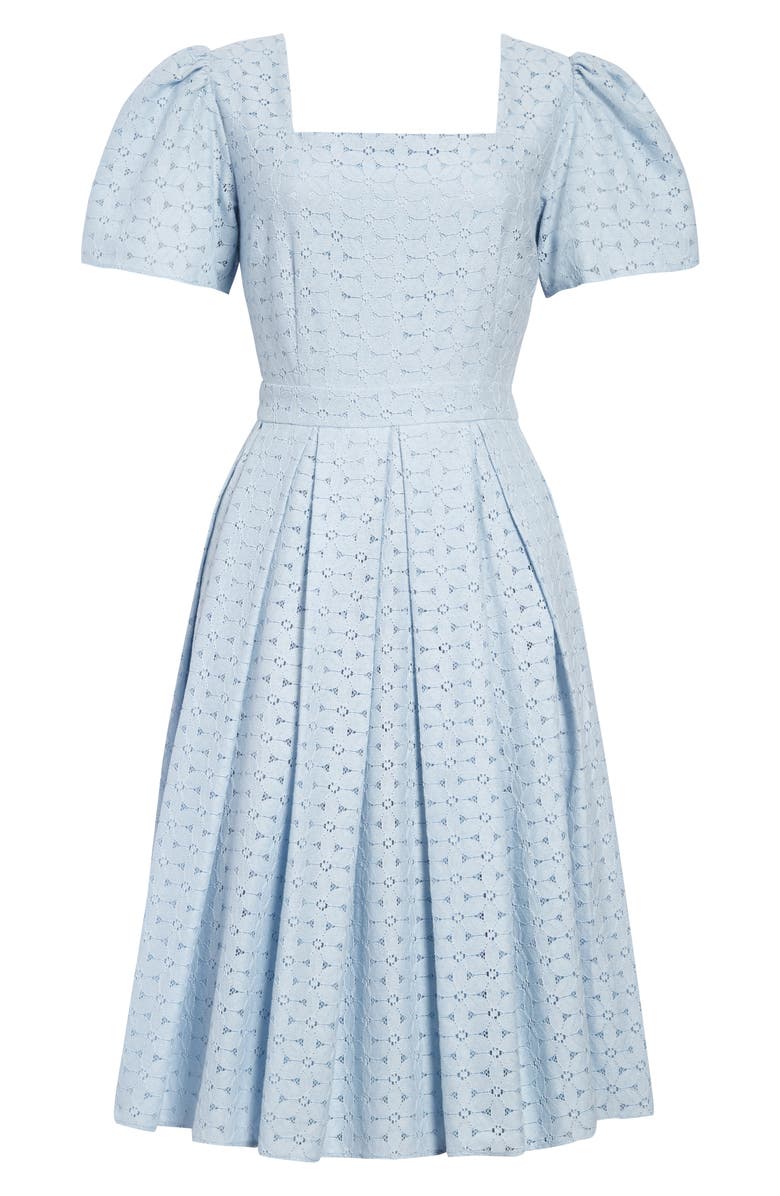 RACHEL PARCELL Lace Fit & Flare Dress, Main, color, BLUE SKYWAY