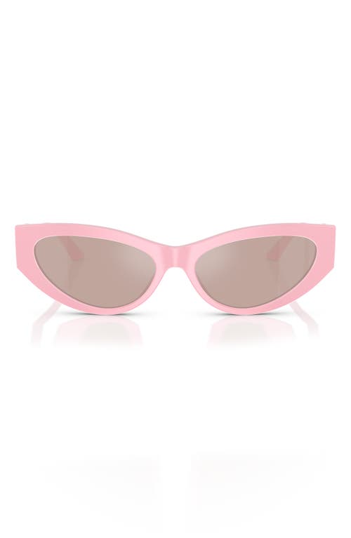 Versace 56mm Mirrored Cat Eye Sunglasses in Perla Pastel Pink at Nordstrom