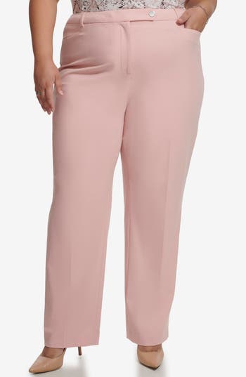 Calvin Klein Plus Size Infinite Stretch Slim-fit Pants In Silver Pink