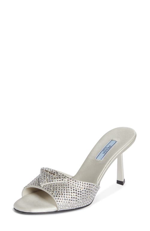 Prada Modellerie Crystal Slide Sandal In Grey/silver