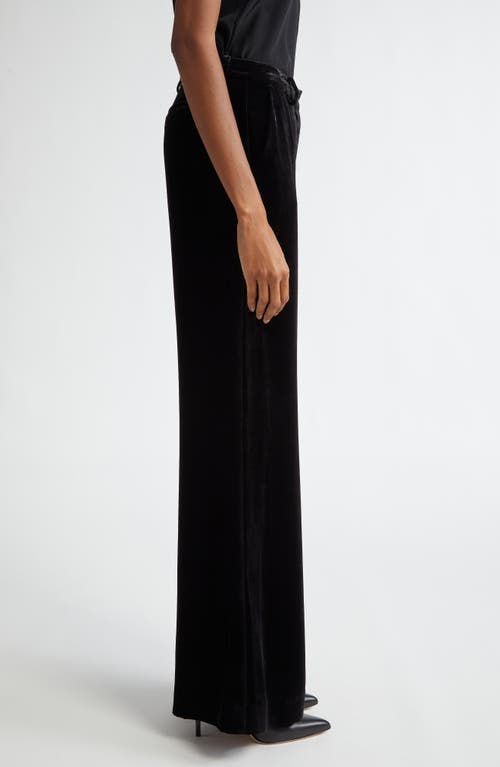 Shop L Agence L'agence Pilar Wide Leg Velvet Pants In Black