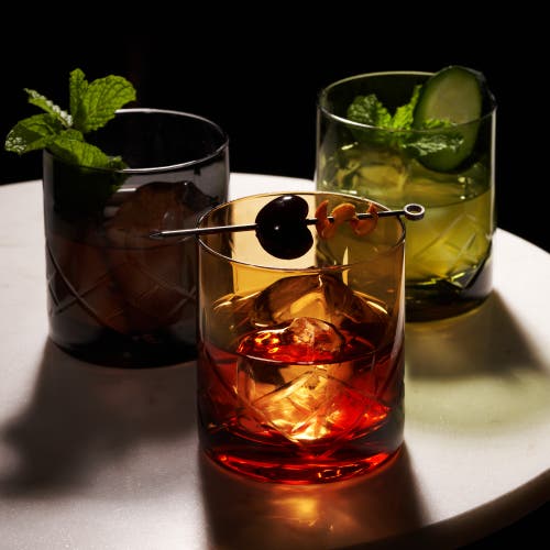 Viski Admiral Crystal Rocks Glasses In Grey