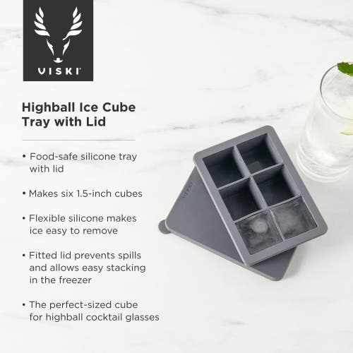 Viski Glacier Highball Ice Cube Tray With Lid In Grey