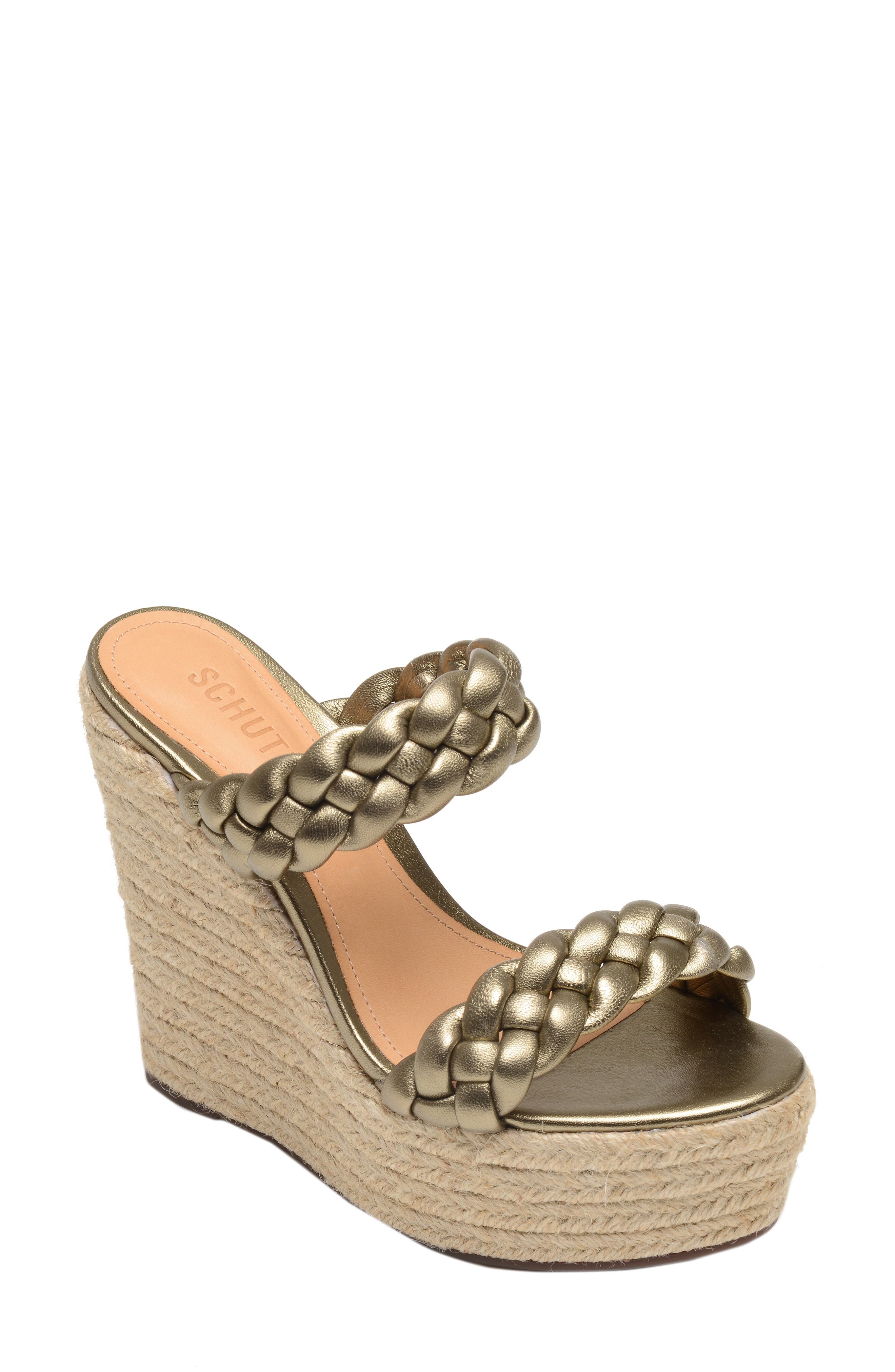 Schutz Dyandre Platform Wedge Slide Sandal, Metallic