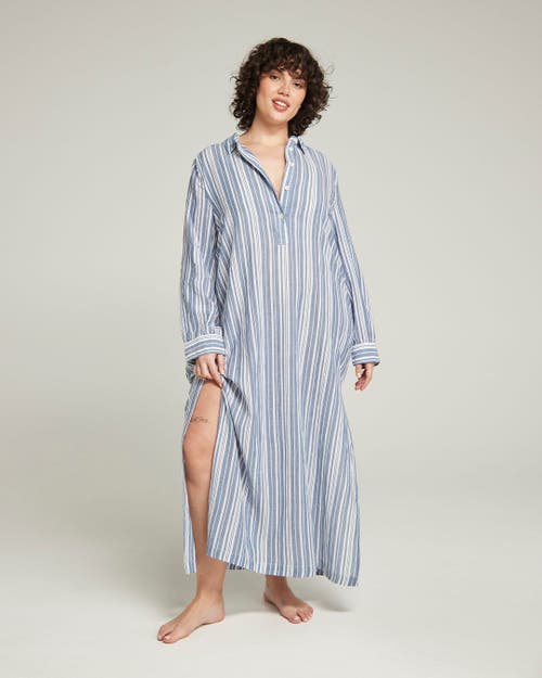 Nudea The Maxi Shirt In Navy Blue Stripe