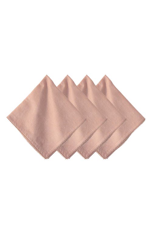 Shop Juliska Berry Trim Set Of 4 Cotton & Linen Napkins In Blush