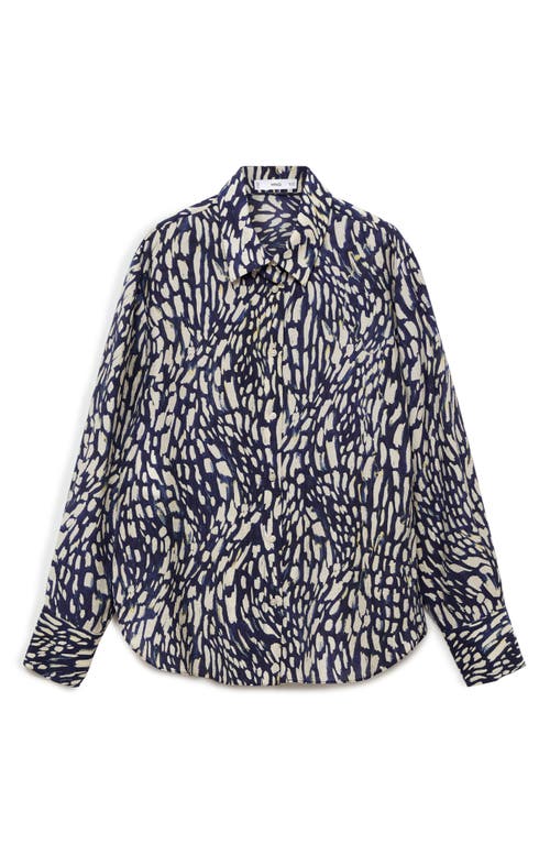 Shop Mango Abstract Print Button-up Shirt In Blue