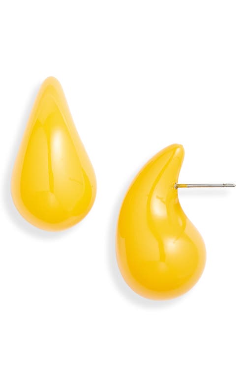 Shop Open Edit Resin Teardrop Stud Earrings In Yellow