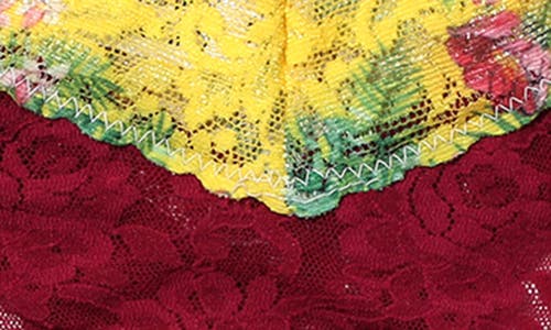 Shop Hanky Panky Signature Lace Original Rise Thong In Dark Pomegranite/floral