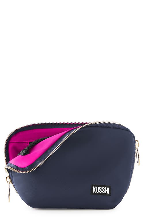KUSSHI Everyday Cosmetics Bag in Navy/Pink Nylon at Nordstrom
