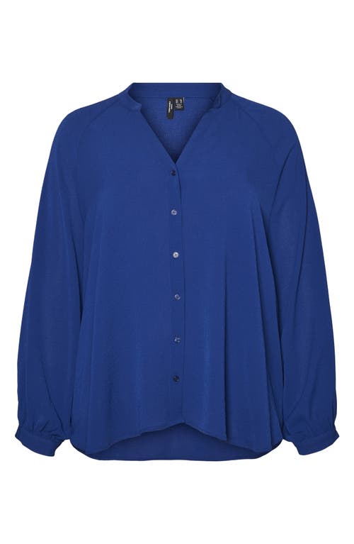 Evi Aya Split Neck Shirt in Sodalite Blue