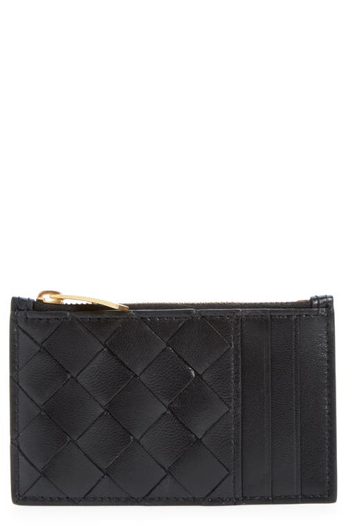 Bottega Veneta Intrecciato Leather Card Case in Black-Gold at Nordstrom