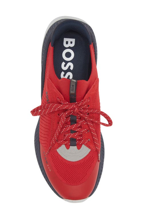 Hugo Boss Boss Ttnm Evo Knit Sneaker In Open Red